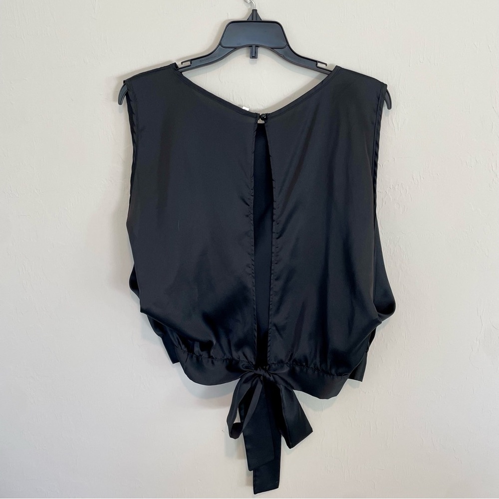 Black Satin Open Back Blouse - Small - Picture 4 of 4